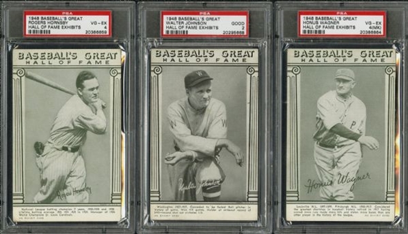 1948 Baseballs Great Hall of Fame Exhibits PSA Graded Collection of 24 Cards